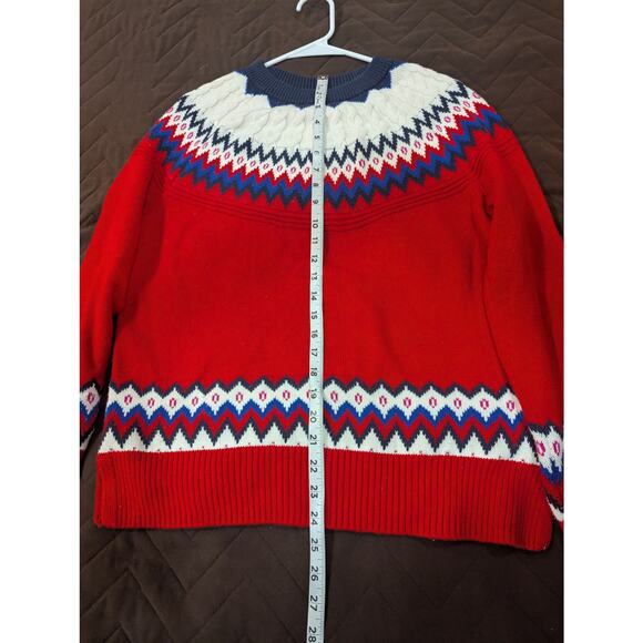 Fair Isle style red white & blue chunky knit sweater by Charter Club size Medium - Picture 8 of 8